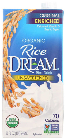 Rice Dream Organic Enriched Unsweetened Rice Drink, 32 Ounce -- 12 per case.