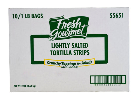 Fresh Gourmet Lightly Salted Tortilla Strips - 10 lb. package, 1 per case