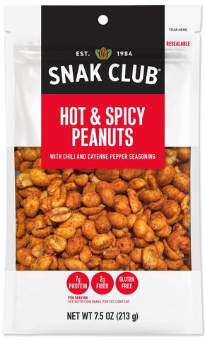Century Snacks Snak Club Premium Pack Hot and Spicy Peanuts, 7.5 Ounce -- 6 per case