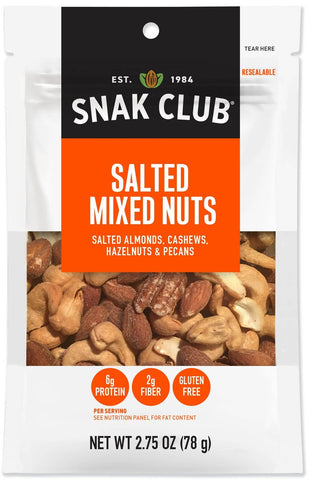 Century Snacks Snak Club Premium Pack Salted Mixed Nuts, 2.75 Ounce -- 6 per case