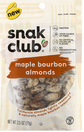 Snak Club Maple Bourbon Almonds, 2.5 Ounce -- 6 per case