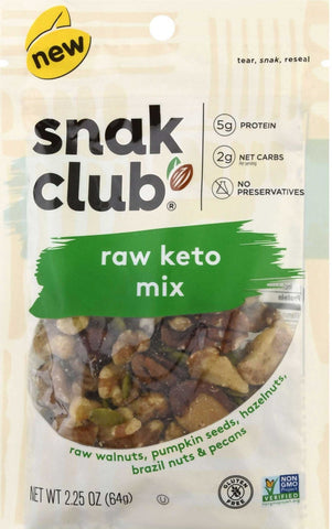 Snak Club Resealable Raw Keto Mix, 2.25 Ounce -- 6 per case