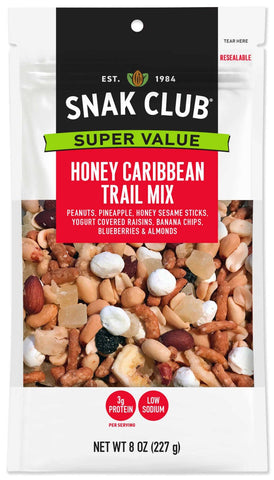 Century Snacks Snak Club Super Value Honey Caribbean Trail Mix, 8 Ounce -- 6 per case
