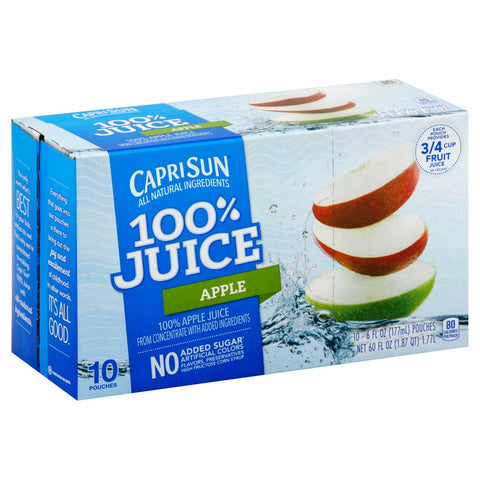 Capri Sun All Natural 100 Percent Apple Juice, 60 Fluid Ounce -- 4 per case.