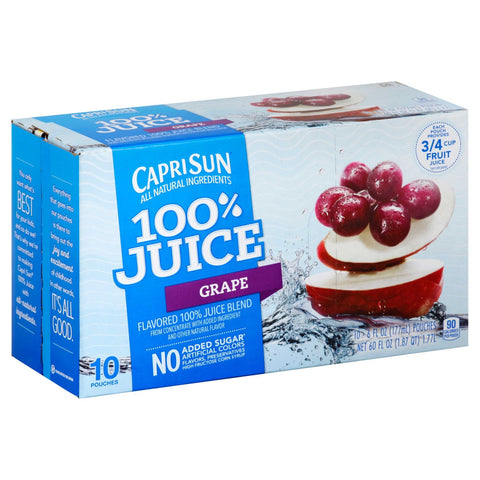 Capri Sun All Natural 100 Percent Apple Juice, 60 Fluid Ounce -- 4 per case.