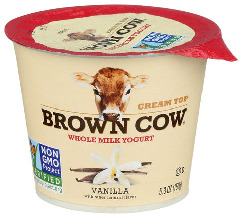 Brown Cow Vanilla Whole Milk Cream Top Yogurt, 5.3 Ounce -- 12 per case