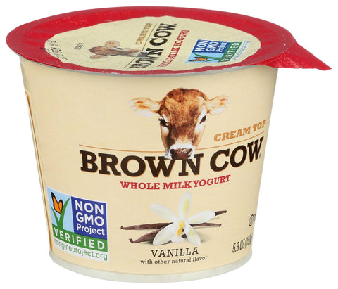 Brown Cow Vanilla Whole Milk Cream Top Yogurt, 5.3 Ounce -- 12 per case