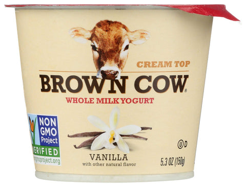 Brown Cow Vanilla Whole Milk Cream Top Yogurt, 5.3 Ounce -- 12 per case
