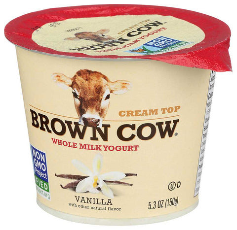 Brown Cow Vanilla Whole Milk Cream Top Yogurt, 5.3 Ounce -- 12 per case