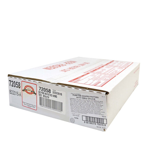 Kings Command Fully Cooked Pork Rib Shaped Patties with Bbq Sauce, 3 Ounce -- 80 per case.