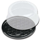 Displaycake Black 1-2 Layer Cake Display Container with Clear Dome Lid, 8 inch -- 160 per case.