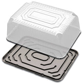 Displaycake Black 1/4 Size Sheet Cake Plastic Display Container with Dome Lid -- 80 per case.