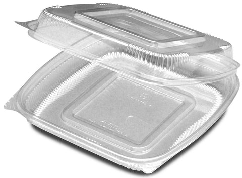 Seeshell Plastic Clear Medium Shallow Hinged Container -- 160 per case.