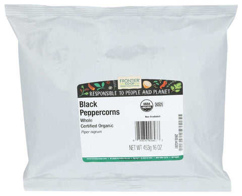 Frontier Herb Organic Whole Black Peppercorn, 16 Ounce -- 6 per case