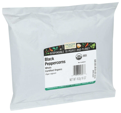 Frontier Herb Organic Whole Black Peppercorn, 16 Ounce -- 6 per case