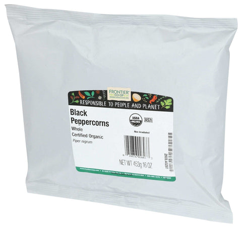 Frontier Herb Organic Whole Black Peppercorn, 16 Ounce -- 6 per case
