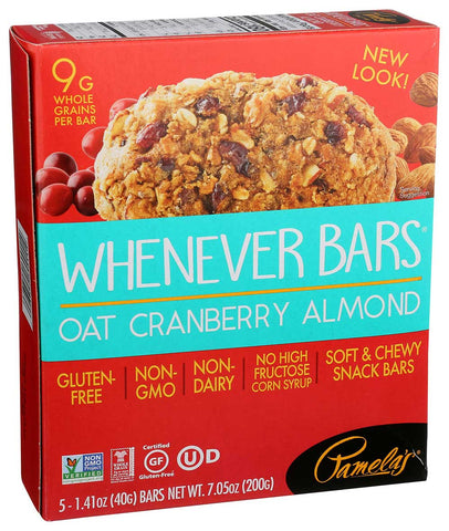 Pamelas Products Oat Cranberry Almond Bar - 5 per pack -- 6 packs per case.