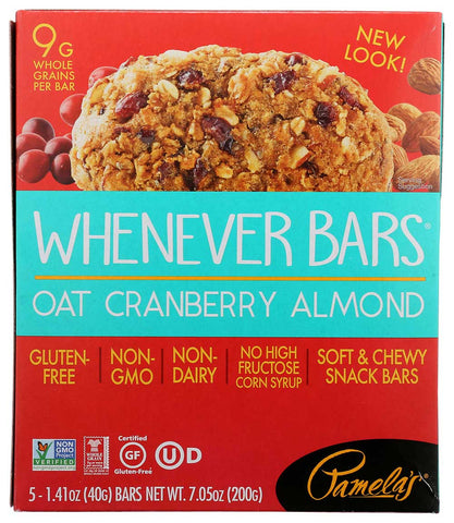 Pamelas Products Oat Cranberry Almond Bar - 5 per pack -- 6 packs per case.