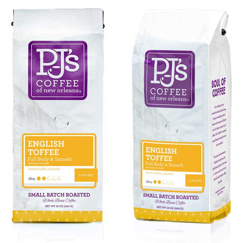 Pjs Coffee Of New Orleans English Toffee Whole Bean Coffee, 1 Pound -- 6 per case