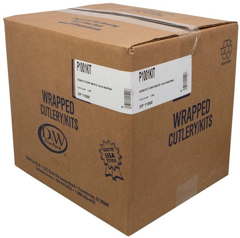 D and W Fine Pack Senate White Fork with 1 Ply Napkin -- 1000 per case.