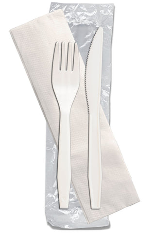 D and W Fine Pack Senate Fork and Knife Napkin Kit -- 250 per case.