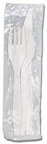 D and W Fine Pack Omega Wrapped Disposable Fork Knife and Spoon -- 250 per case