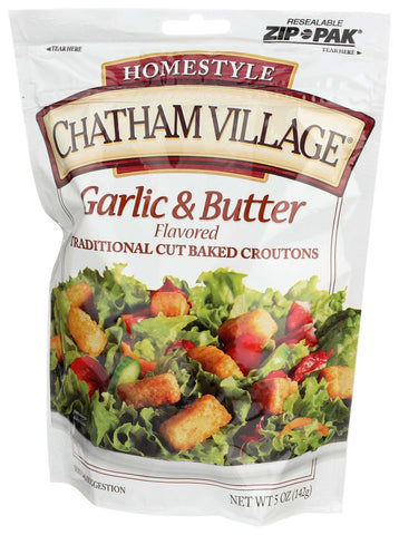 Chatham Village Garlic and Butter Flavored Crouton, 5 Ounce -- 12 per case.