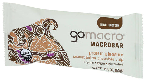 Go Macro Organic Protein Pleasure Peanut Butter Chocolate Chip Macrobar, 2.5 Ounce -- 12 per case.