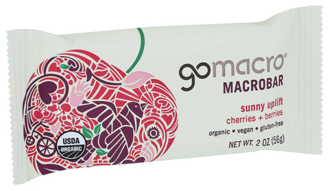 Go Macro Organic Sunny Uplift Cherries and Berries Macrobar, 2 Ounce -- 12 per case.