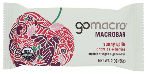 Go Macro Organic Sunny Uplift Cherries and Berries Macrobar, 2 Ounce -- 12 per case.