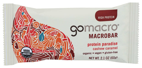 Go Macro Organic Protein Paradise Cashew Caramel Macrobar, 2.1 Ounce -- 12 per case.