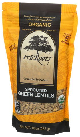 Truroots Organic Sprouted Green Lentil, 10 Ounce -- 6 per case.