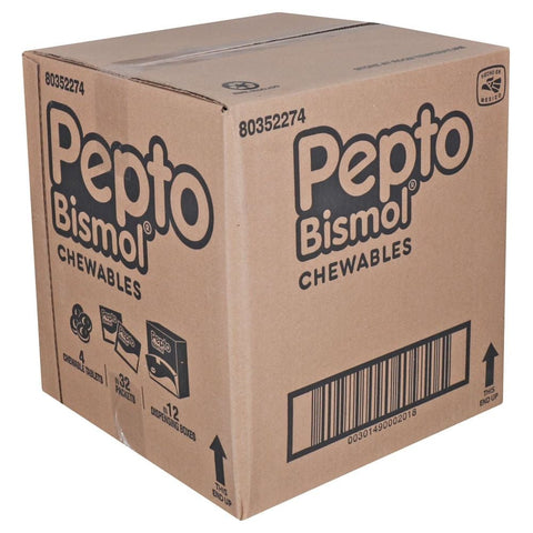 Pepto Bismol Original Flavored Chewable Tablets - 4 per pack -- 384 packs per case