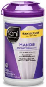 Sani Professional Basic Sanitizing Antibacterial Hand Wipes - 300 count per pack -- 6 packs per case