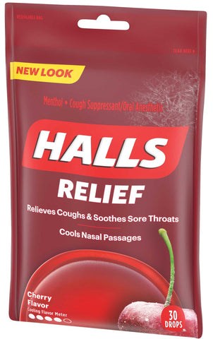 Halls Mixed Flavor Cough Relief Drops - 30 pieces per pack -- 72 per case