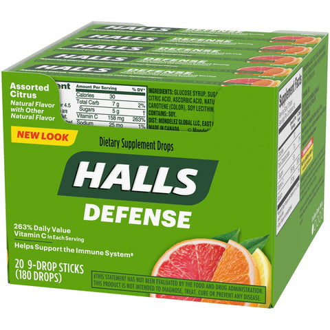 Halls Defense Assorted Citrus - 9 piece stick, 480 per case