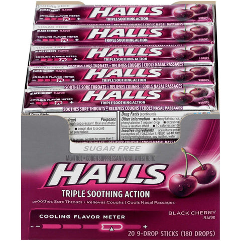 Halls Sugar Free Black Cherry - 9 count stick, 480 per case