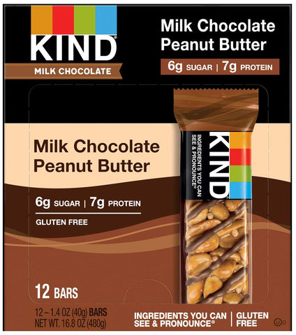 Kind Snacks Milk Chocolate Peanut Butter Bar, 1.4 Ounce -- 72 per case