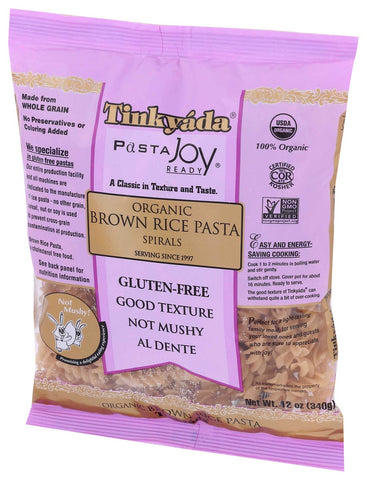Tinkyada Organic Spiral Brown Rice Pasta, 12 Ounce -- 12 per case.