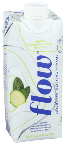 Flow Organic Cucumber Plus Mint Alkaline Spring Water, 500 Milliliter -- 12 per case