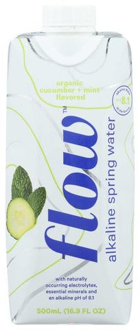 Flow Organic Cucumber Plus Mint Alkaline Spring Water, 500 Milliliter -- 12 per case