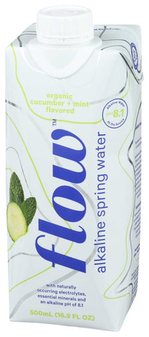 Flow Organic Cucumber Plus Mint Alkaline Spring Water, 500 Milliliter -- 12 per case