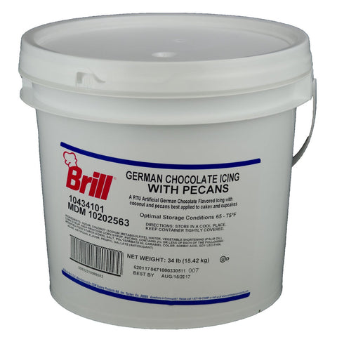 Brill German Chocolate Icing with Pecans, 34 Pound.