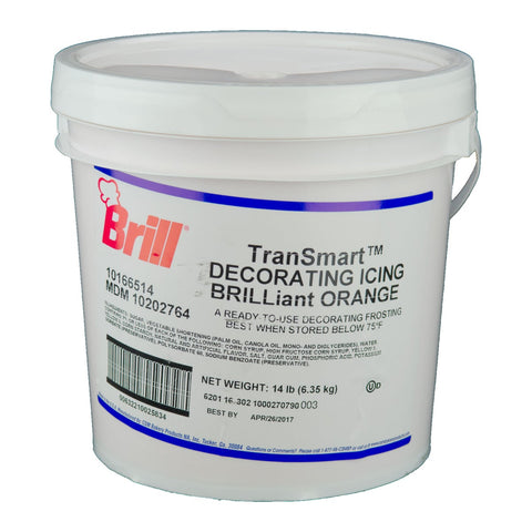 Brill Brilliant Orange Decorating Icing, 14 Pound Pail.