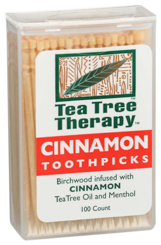 Tea Tree Therapy Cinnamon Toothpick - 100 per pack -- 12 packs per case.