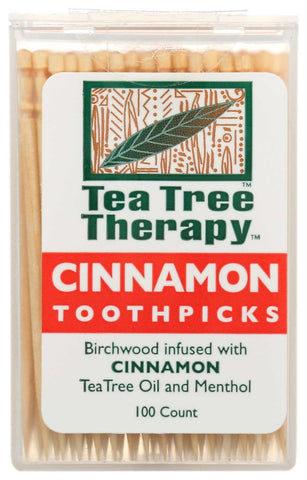 Tea Tree Therapy Cinnamon Toothpick - 100 per pack -- 12 packs per case.