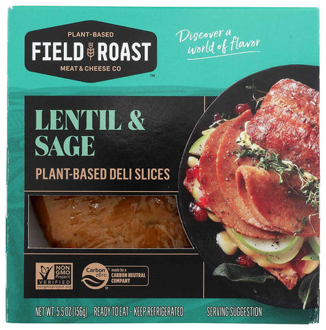 Field Roast Lentil Sage Deli Slice, 5.5 Ounce -- 12 per case.