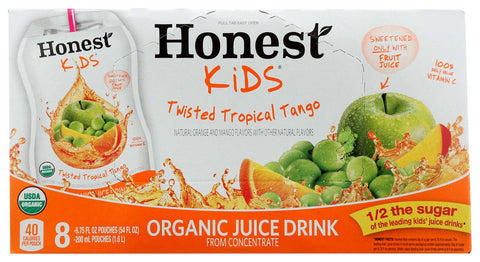 Honest Kids Organic Twisted Tropical Tango Punch Juice Drinks, 8 count per pack -- 4 per case.