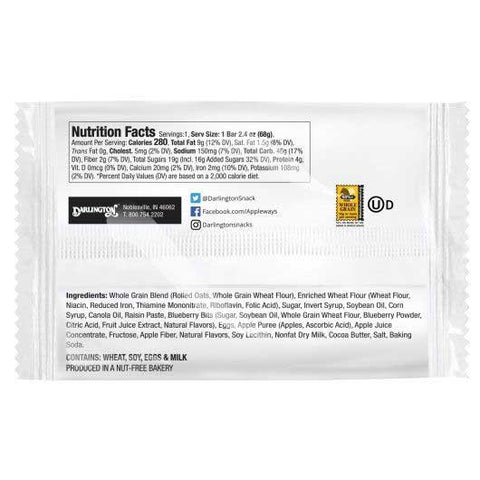 Appleways Blueberry Oatmeal Bar, 2.4 Ounce -- 160 per case