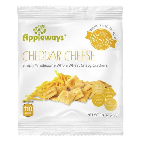 Appleways Whole Grain Cheddar Cheese Crispy Cracker, 0.9 Ounce -- 108 per case.